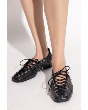 Ganni Ballet Flats With Ties - Black