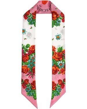 Moschino Silk Scarf With Floral Motif - Red