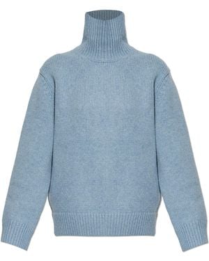 TOTEME Straight-Cut Wool Turtleneck - Blue