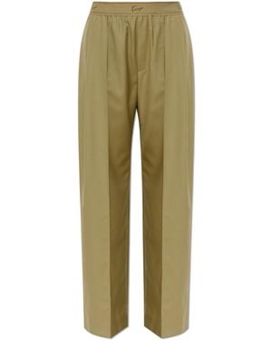 KENZO Wool Wide-Leg Trousers - Green