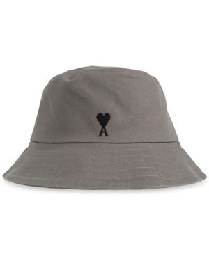 Ami Paris Hat With Embroidered Logo - Brown