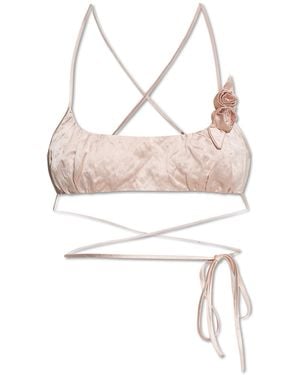 Blumarine Satin Top With Appliqué - White