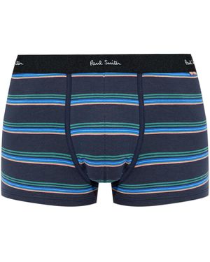 Paul Smith Cotton Boxers With A Striped Pattern - Blue