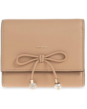 Jimmy Choo Leather Wallet With Logo - Natural