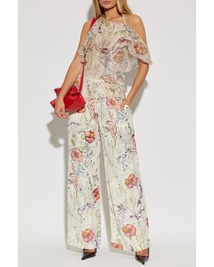 McQueen Silk Top With Floral Motif - White