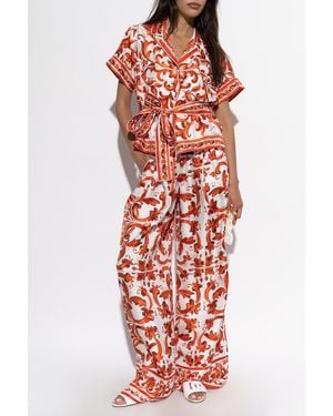 Dolce & Gabbana Silk Shirt With "Majolica" Print - Red