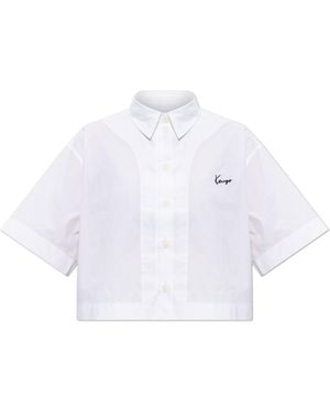 KENZO Short Shirt With Embroidered Logo - White