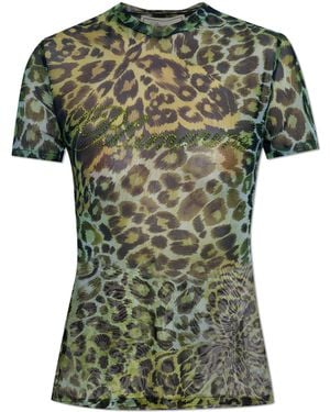 Blumarine Top With Sequin Logo - Green