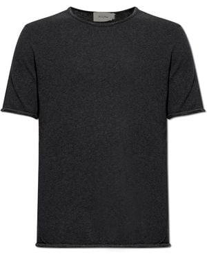 American Vintage T-Shirt With Raw Edges - Black