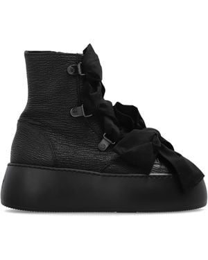 Agl Attilio Giusti Leombruni Leather Platform Shoes "Vibe Ribbon" - Black