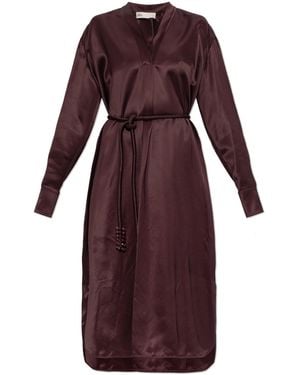 Tory Burch Satin Dress With Decorative Cord - Purple
