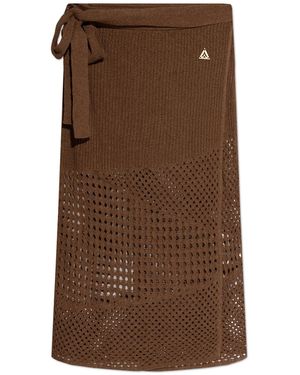 Akep Skirt With Logo Applique - Brown