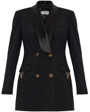 Versace Wool Blazer With Sewn-On Appliqués - Black