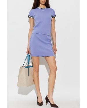 Versace Top With Embroidered Logo - Blue