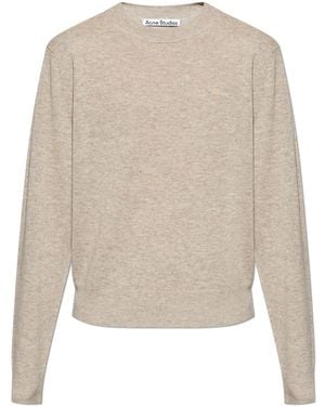 Acne Studios Wool Jumper With Logo - Natural