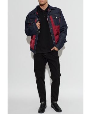 DSquared² Quilted Jacket With Mixed Materials - Blue