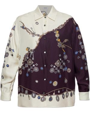Versace Silk Shirt With "Stolen Jewels" Print - Multicolour