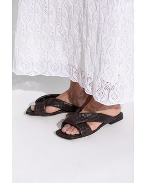 Bottega Veneta 'Riva' Slides - Brown