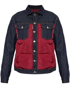 DSquared² Quilted Jacket With Mixed Materials - Red