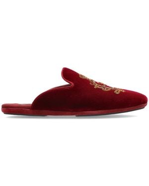 Dolce & Gabbana Velvet Slides With An Appliqué - Red