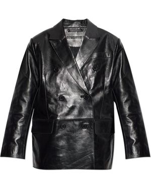 Stand Studio "Alondra" Leather Blazer - Black