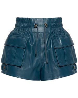 Balmain Leather Shorts - Blue