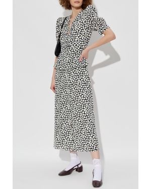 Alessandra Rich Silk Dress With Floral Motif - Black