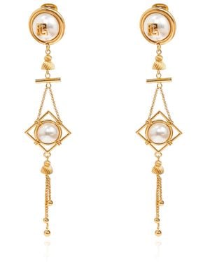 Balmain Long Earrings With Glass Pearls - White
