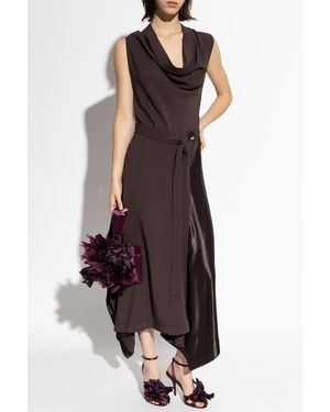 Ferragamo Dress Made Of Combined Fabrics - Brown