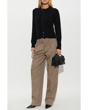 Ami Paris Cashmere Cardigan With Embroidered Logo - Black