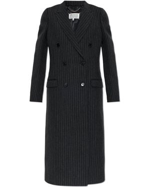 Maison Margiela Double-Breasted Wool Coat - Black