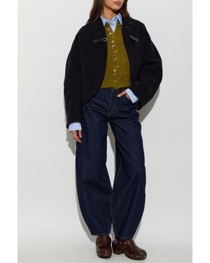 forte_forte Wool Jacket With Appliqués - Blue