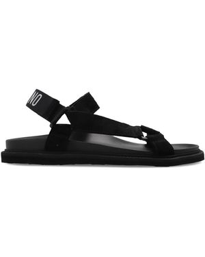 Moschino Suede Sandals With Logo - Black