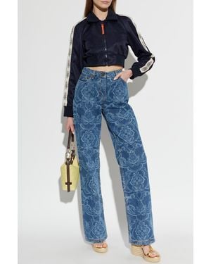 Etro Cropped Sweatshirt With Embroidered Logo - Blue