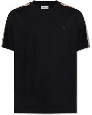 Burberry T-Shirt With Embroidered Logo - Black