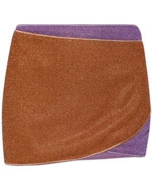 Oséree Short Skirt With Lurex Thread - Brown