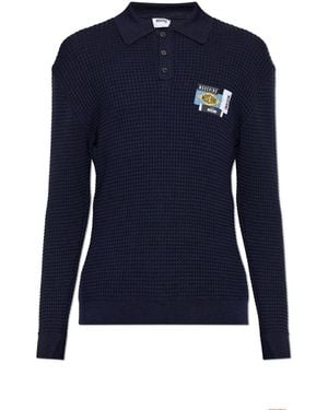 Moschino Polo De Lana Con Parches, Hombre - Blue