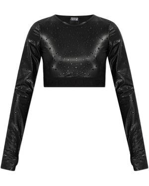 Versace Jeans Couture Top With Water Droplet Print - Black