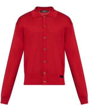 Versace Cardigan With Logo - Red