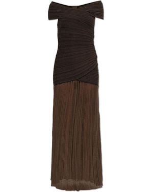 Balmain Off-Shoulder Dress - Brown