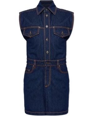Versace Sleeveless Denim Dress - Blue