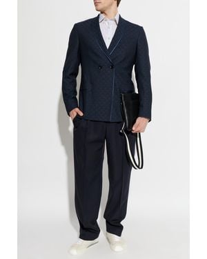 Etro Double-Breasted Wool Blazer - Blue