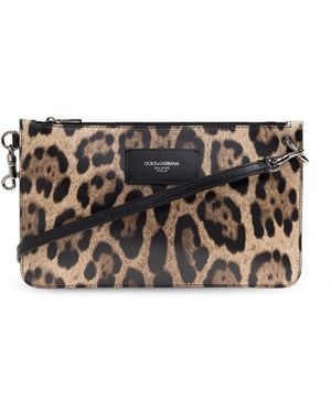 Dolce & Gabbana Animal Print Shoulder Bag - Brown
