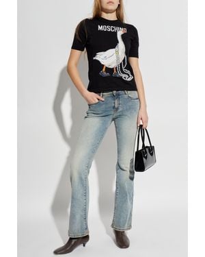 Moschino Turtleneck With A Decorative Pattern - Black