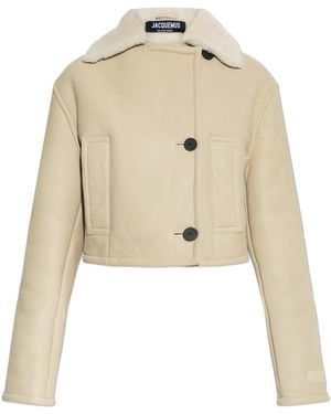 Jacquemus Double-Breasted Shearling Coat - Natural