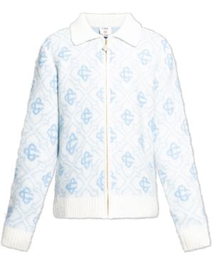 CASABLANCA Monogram Cardigan, - Blue