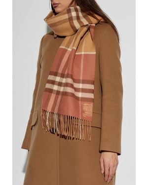 Burberry Cashmere Checked Scarf - Brown