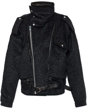 R13 Jacket With Vintage Effect - Black