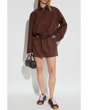 Loewe Wool Jacket With Embroidered Logo - Brown