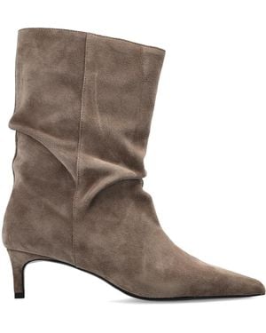 Black Suede Studio Suede Heeled Ankle Boots 'Marty 50' - Brown